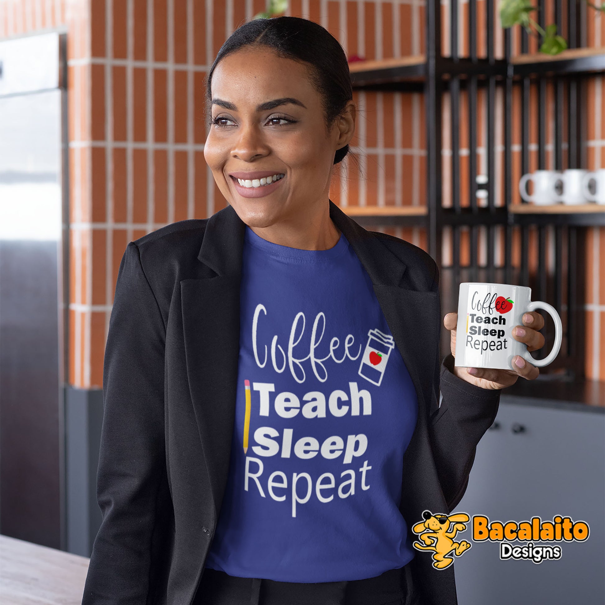 Coffee Teach Sleep Repeat Women's T-shirt - Bacalaito Designs