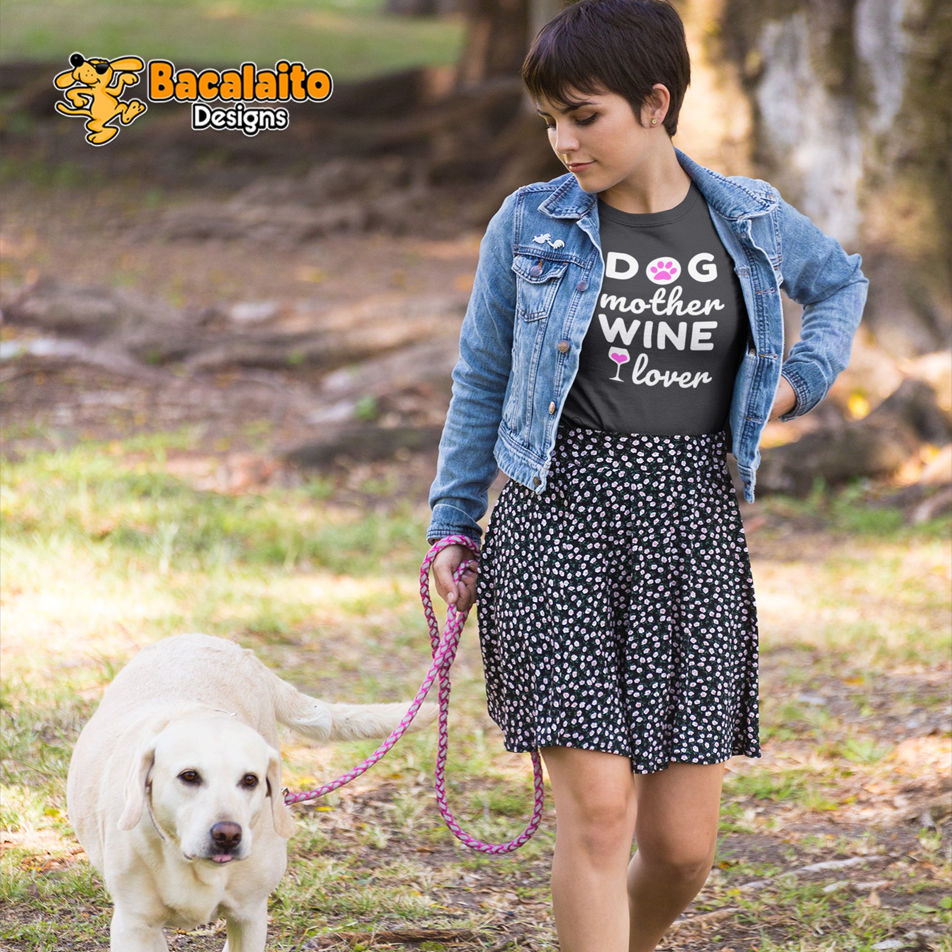 Dog Mother Wine Lover Women’s T-Shirt - Bacalaito Designs