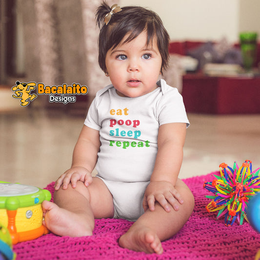 Eat Poop Sleep Repeat Baby Bodysuit - Bacalaito Designs