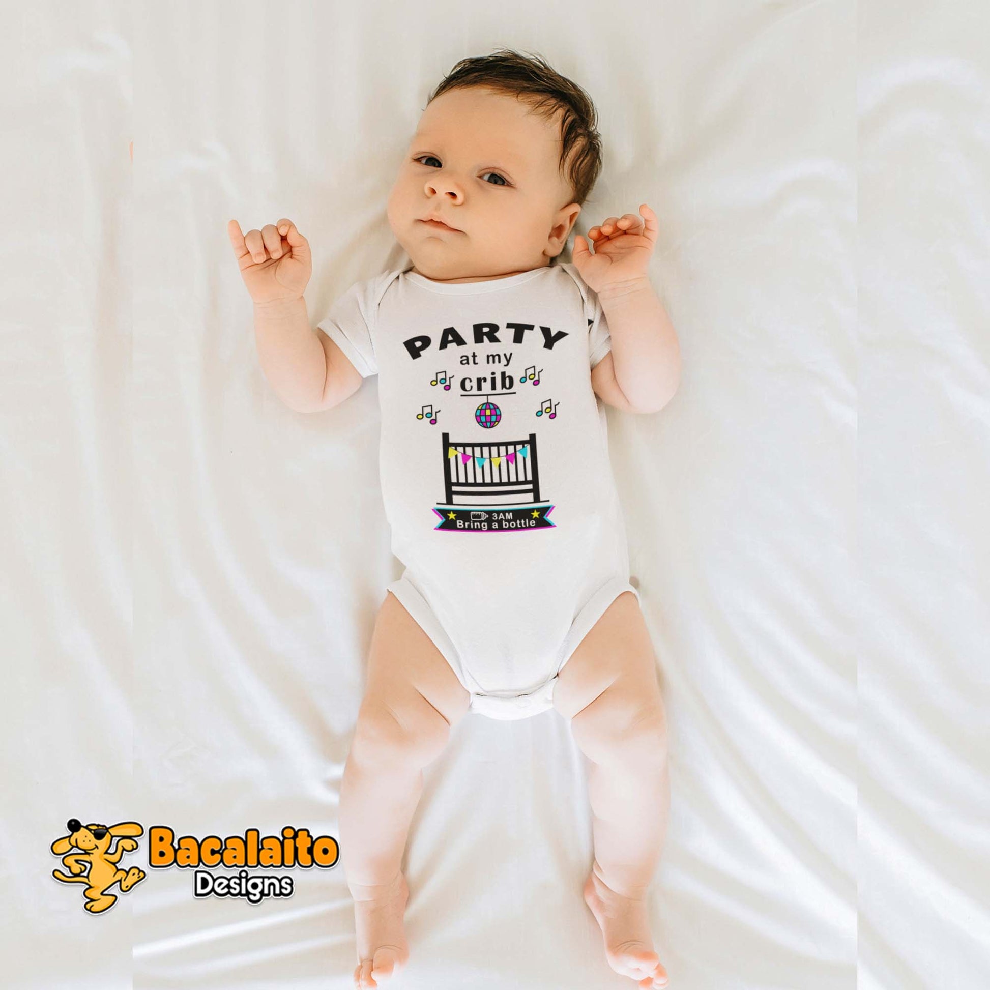 Party at My Crib Baby Bodysuit - Bacalaito Designs