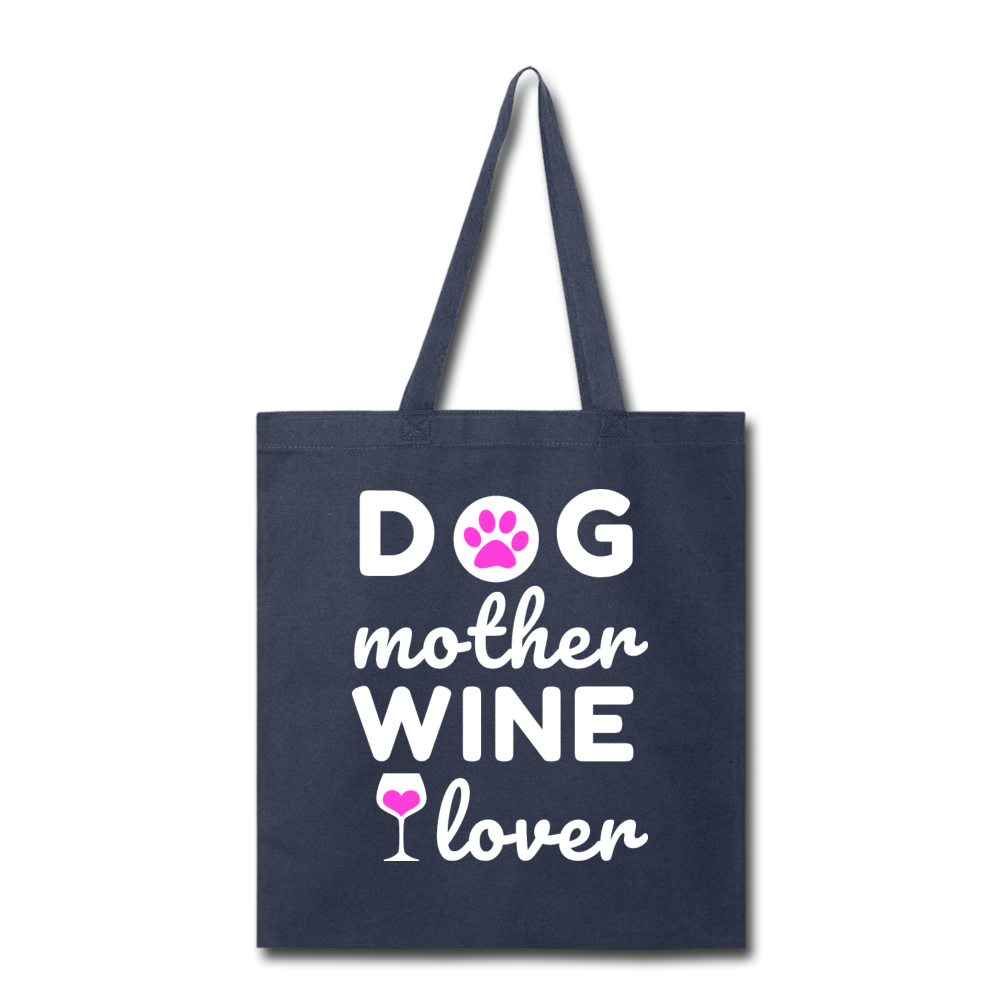 Dog Mother Wine Lover Tote Bag - navy