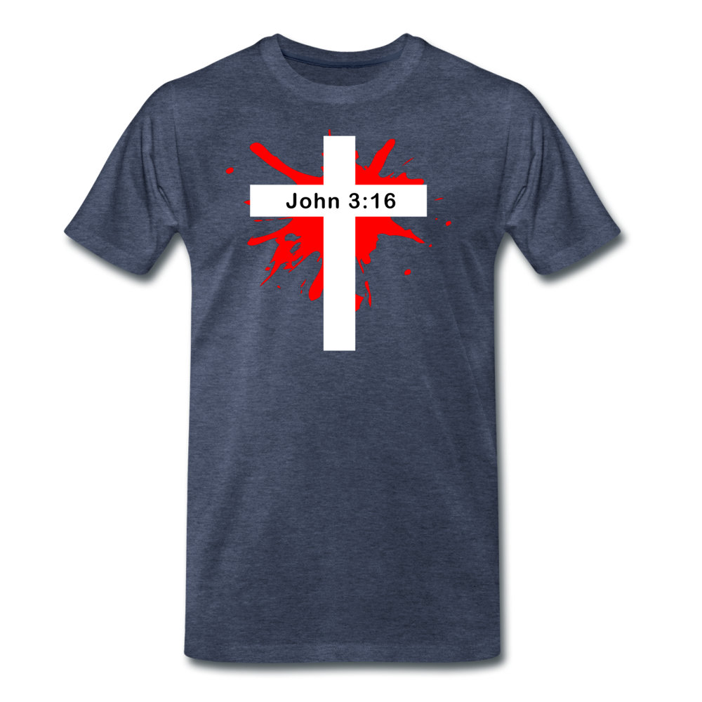 John 3:16 Bible Verse Men's T-Shirt - heather blue