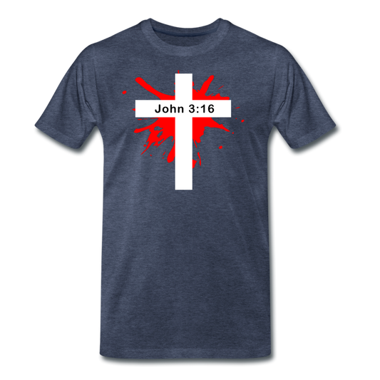 John 3:16 Bible Verse Men's T-Shirt - heather blue