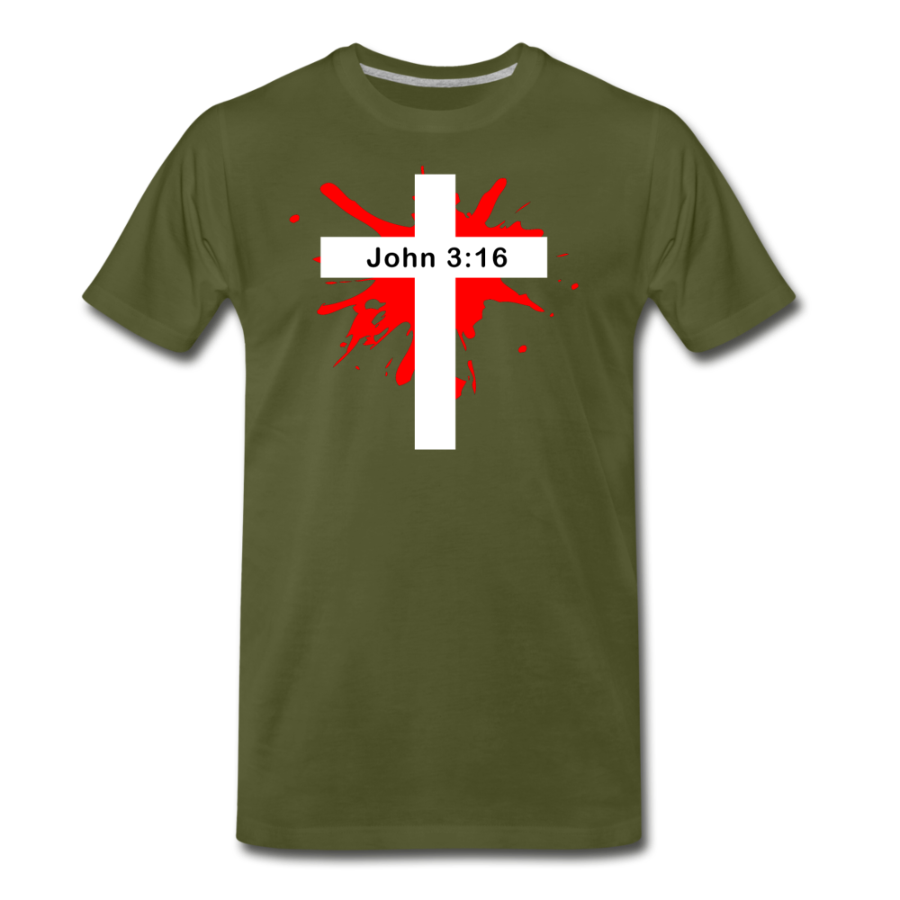 John 3:16 Bible Verse Men's T-Shirt - olive green