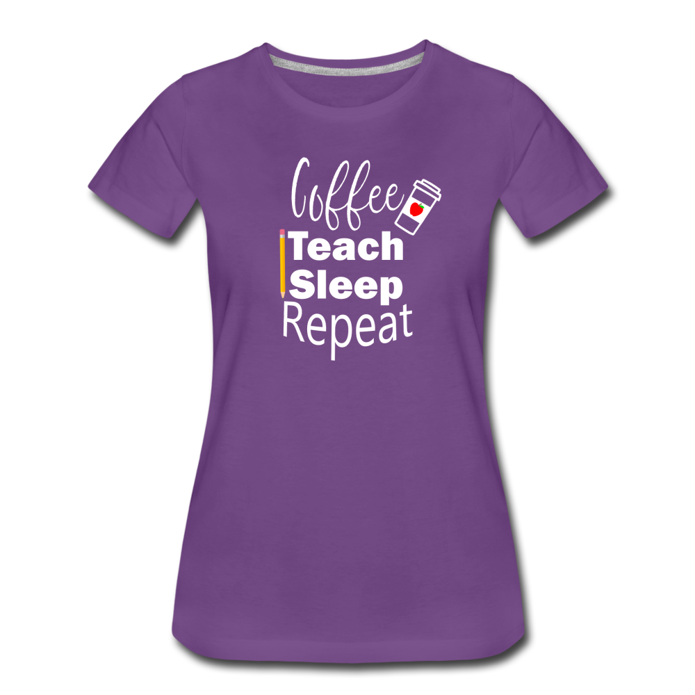 Coffee Teach Sleep Repeat Women's T-shirt - purple