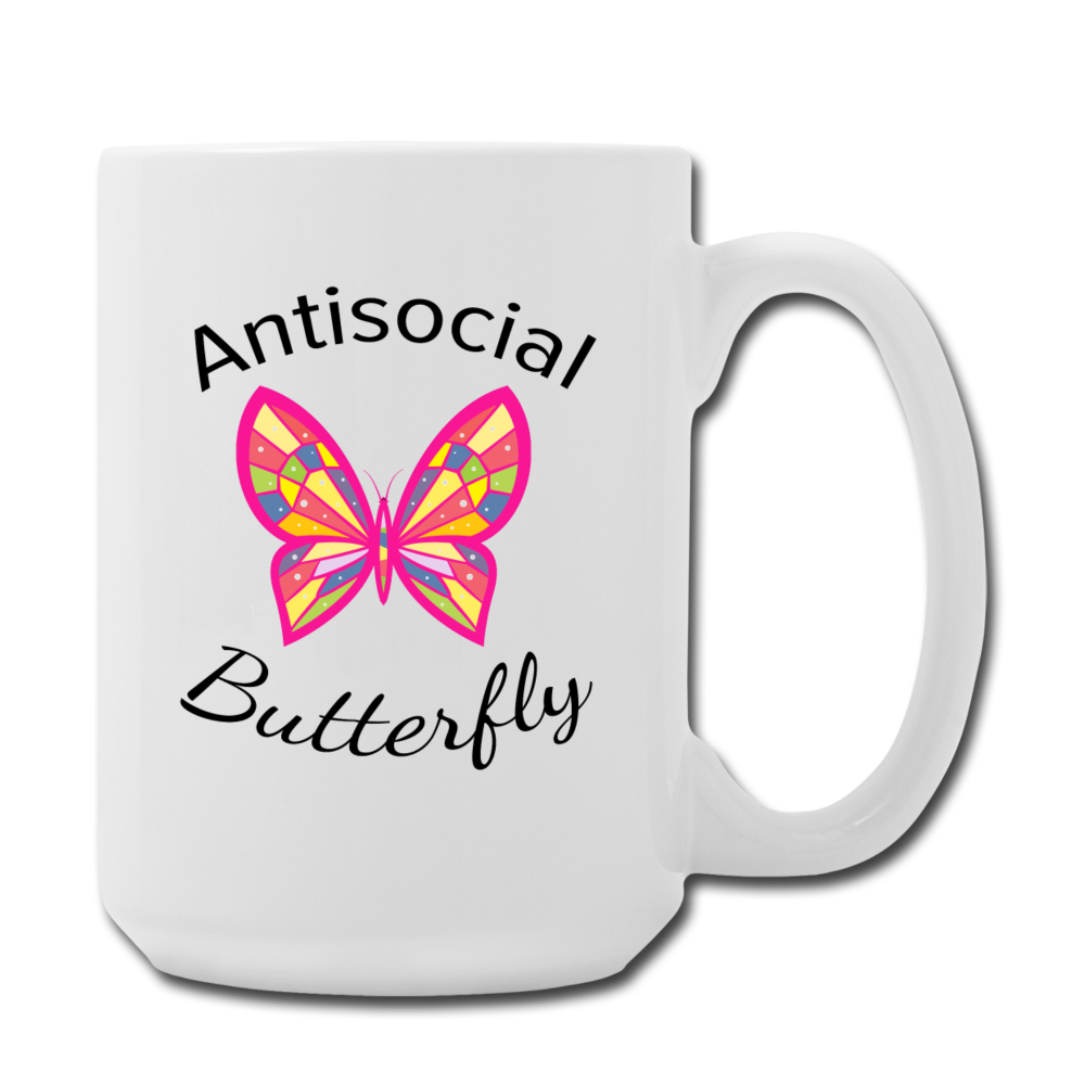 Antisocial Butterfly Mug 15 oz - white