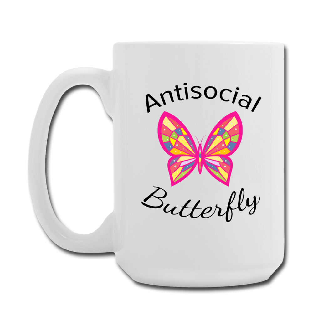 Antisocial Butterfly Mug 15 oz - white