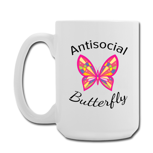 Antisocial Butterfly Mug 15 oz - white