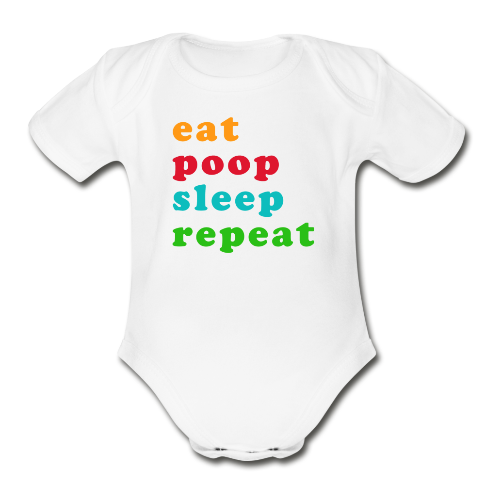 Eat Poop Sleep Repeat Baby Bodysuit - white