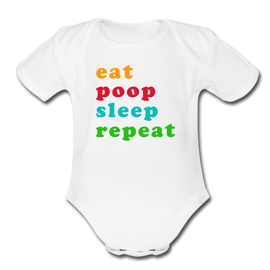 Eat Poop Sleep Repeat Baby Bodysuit - white