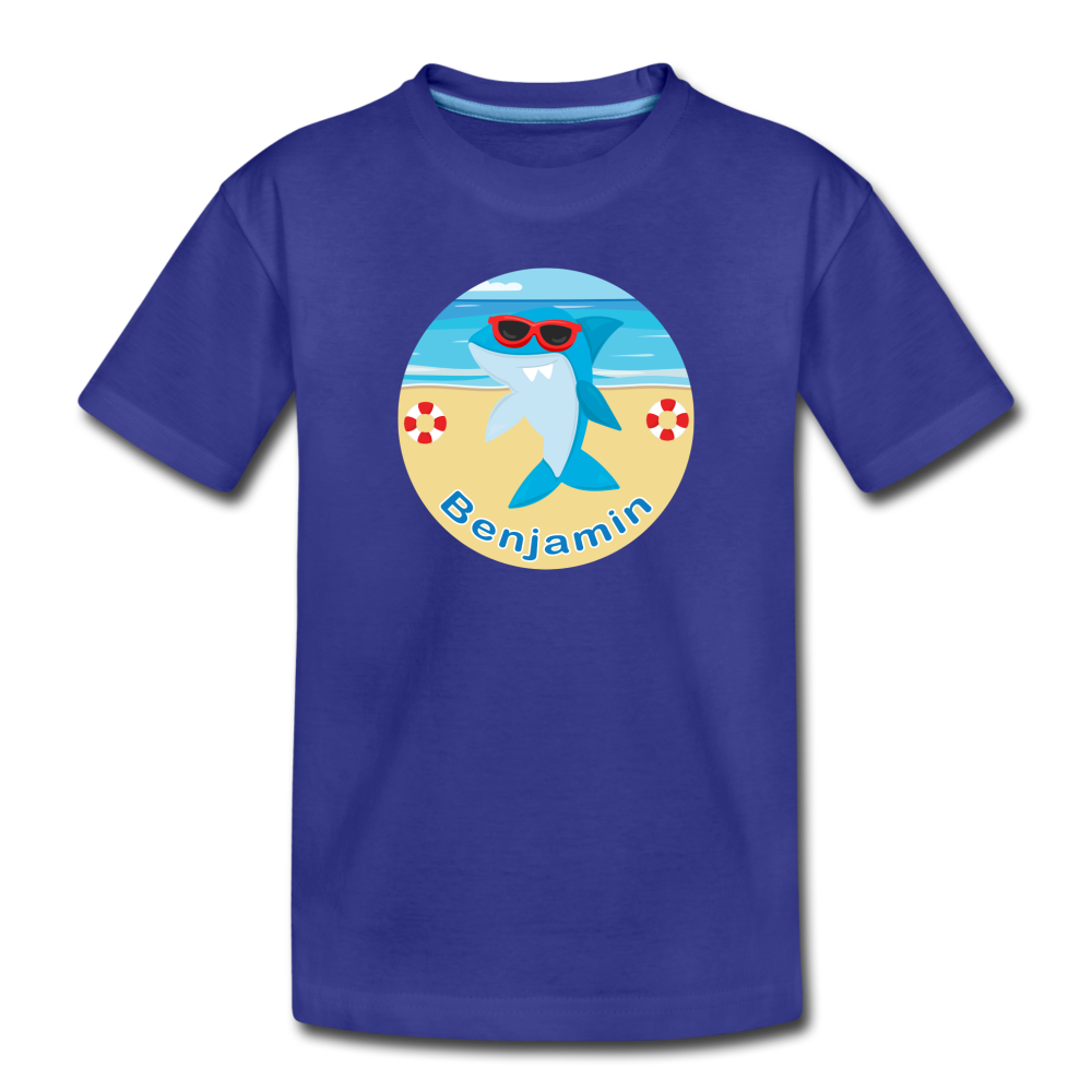 Shark Personalized Kids T-shirt - royal blue