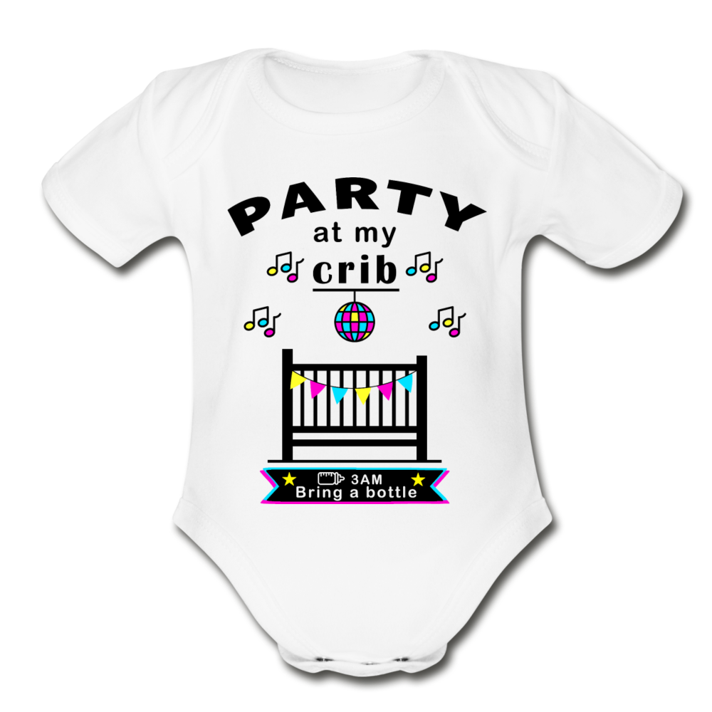 Party at My Crib Baby Bodysuit - white