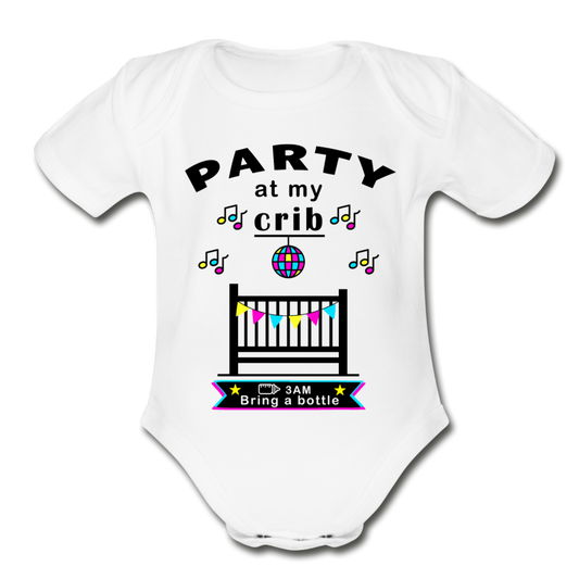 Party at My Crib Baby Bodysuit - white